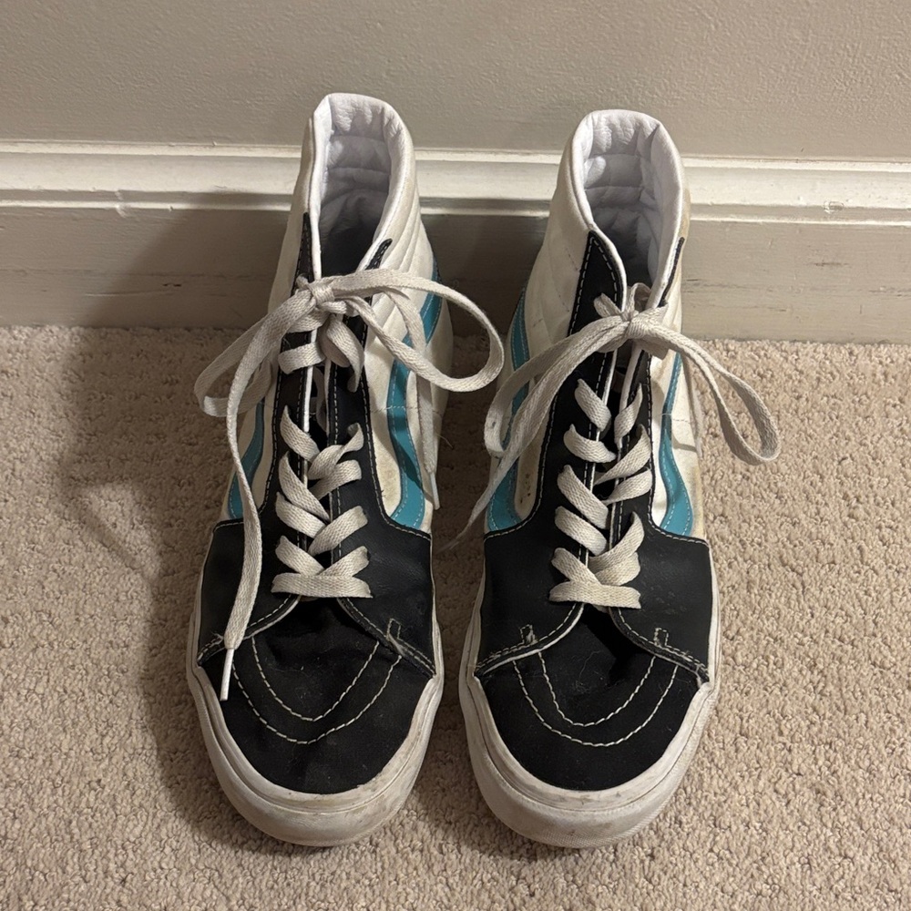 Vans Black and Blue High-Top Sneakers